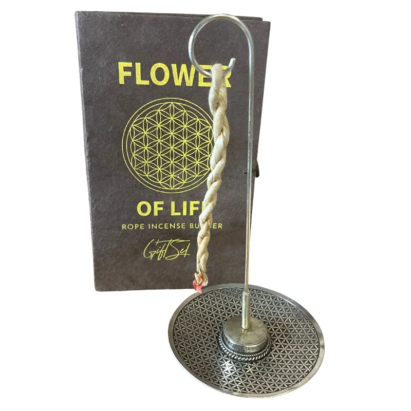 Rope Incenso and Argento Plated Porta Set Fiore of Life