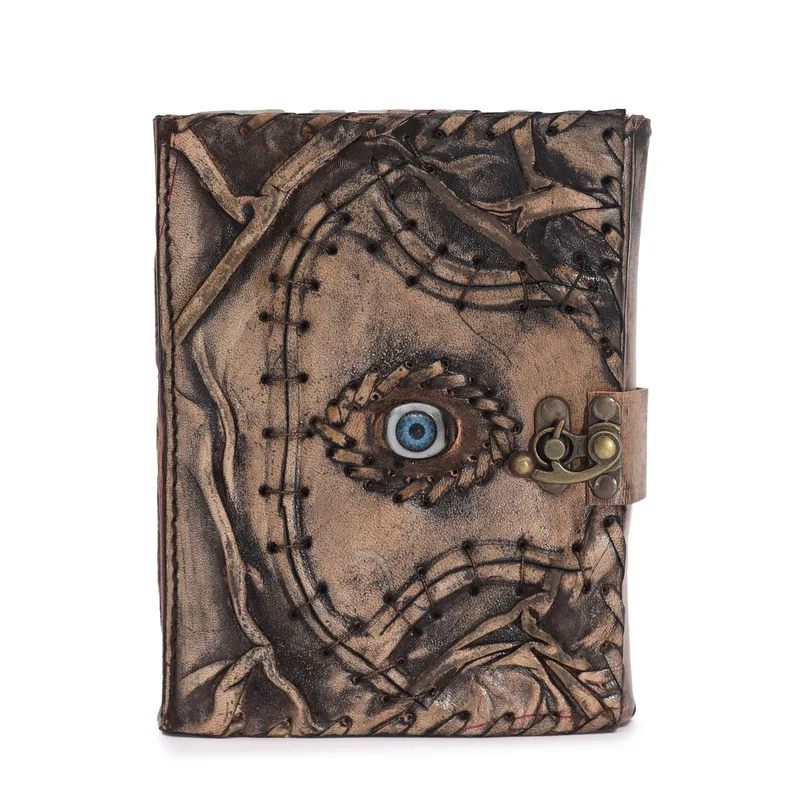 Brown Tan Book Evil Eye Decor 160 Deckle Edges Pages 17x12.5cm — foto 1