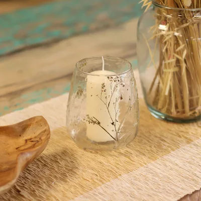 Naturale Floral Glass Vase Candela Porta Margarita - — foto 3