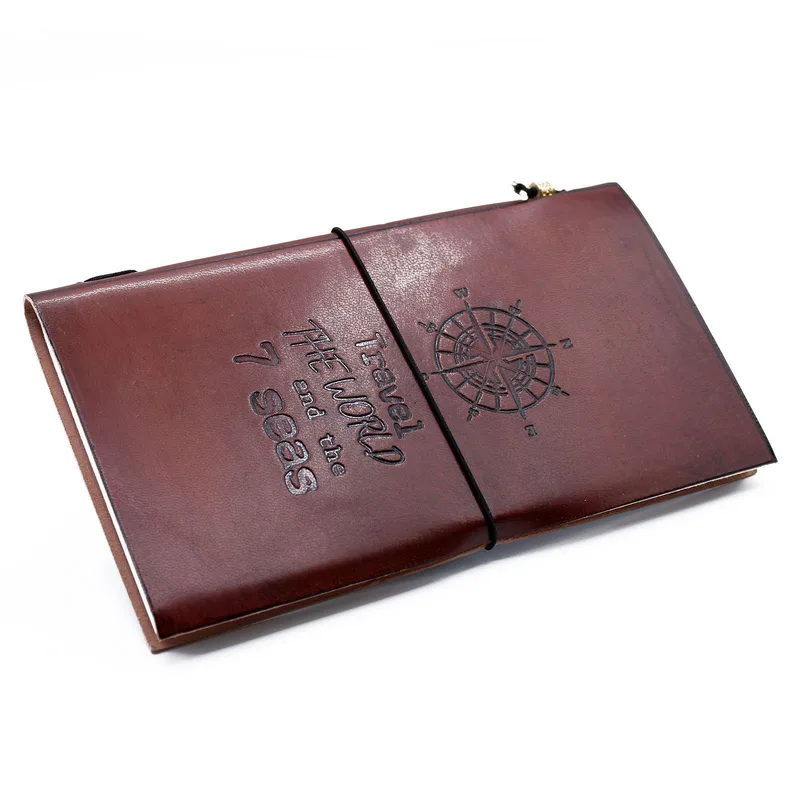 Fatto a mano Leather Journal Travel the World Brown