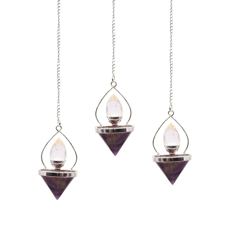 Gemstone Lantern of Life Pendulum Amethyst & Rock Quartz