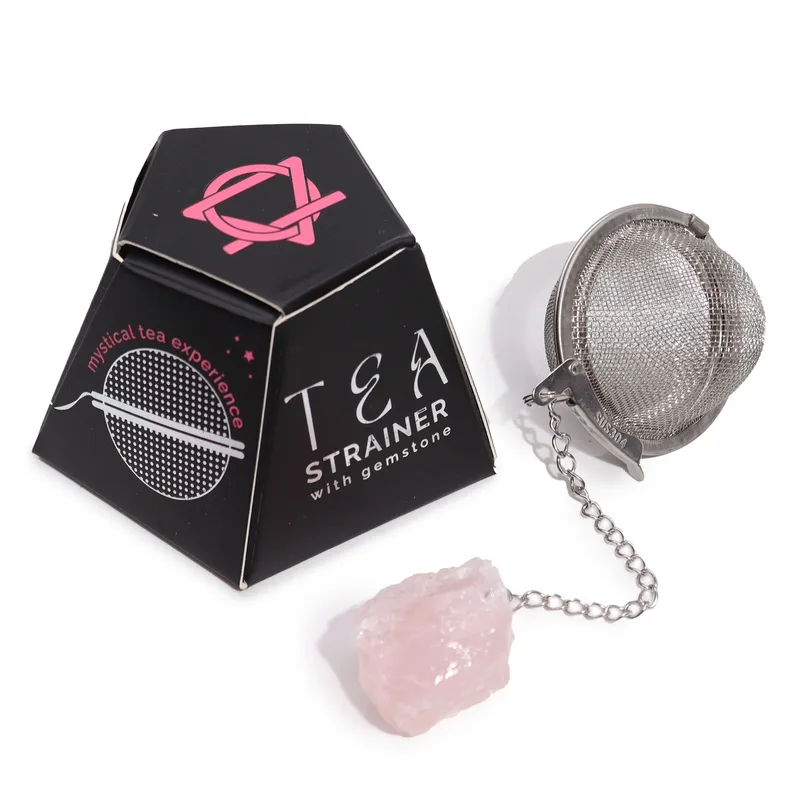 Raw Crystal Gemstone Tè Strainer - Rosa Quartz