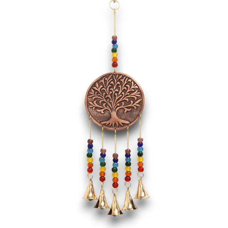 Indian Chimes Med Albero of Life Chakra Beads 5 Bells 10x36cm — foto 4