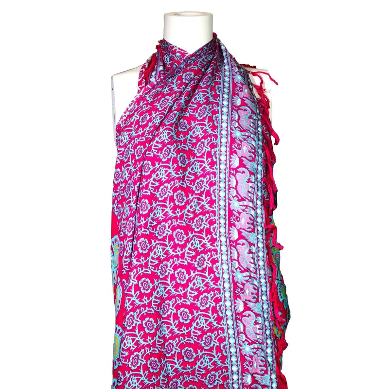 Teal Purple Mandela Sarong