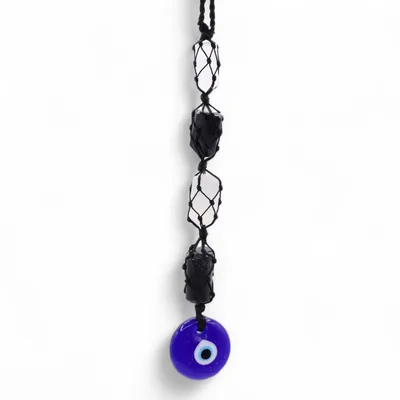 Hanging Stone Pendant Nero Torrmaline & Selonite Tumble Evil Eye — foto 2