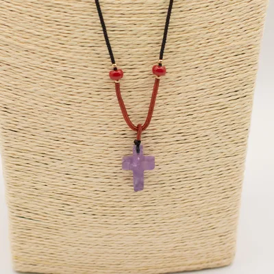 Collana con ciondolo pietra preziosa - Crocifisso ametista — foto 2