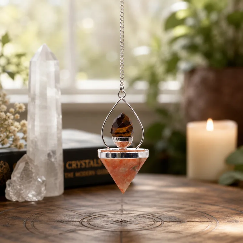 Gemstone Lantern of Life Pendulum Sunstone & Tigereye — foto 2