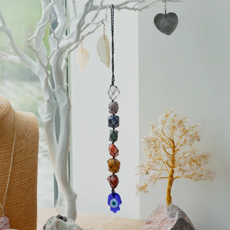 Hanging Chakra Stone Pendant Hamsa