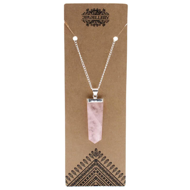 Gemstone Flat Pencil Pendant Rosa Quartz