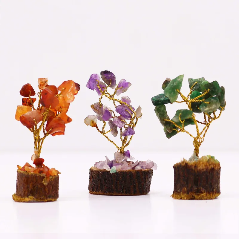 Scatola of 12 Mini Gemstone Trees On Legno Base Assorted Mix — foto 3