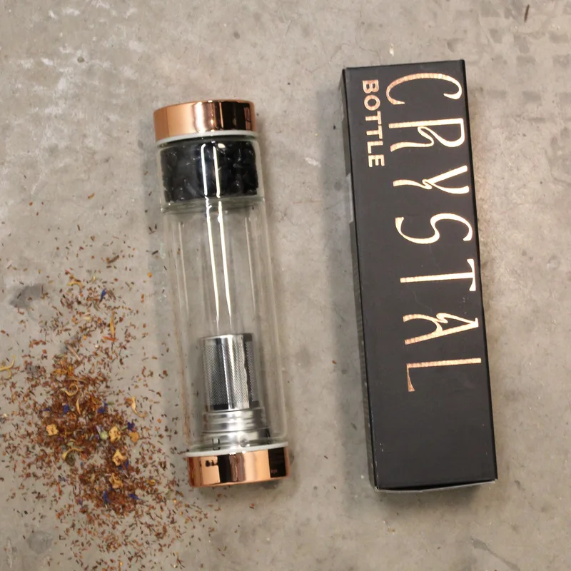 Crystal Glass Tè Infuser Bottle Rosa Oro Onyx — foto 6