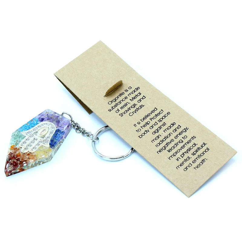 Orgonite Power Keyring Gemstone Chakra Hamsa — foto 5
