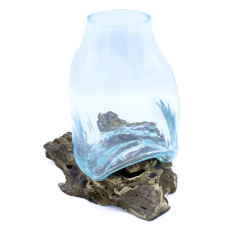Large Molten Glass Vase Terrarium Jar on Legno — foto 1