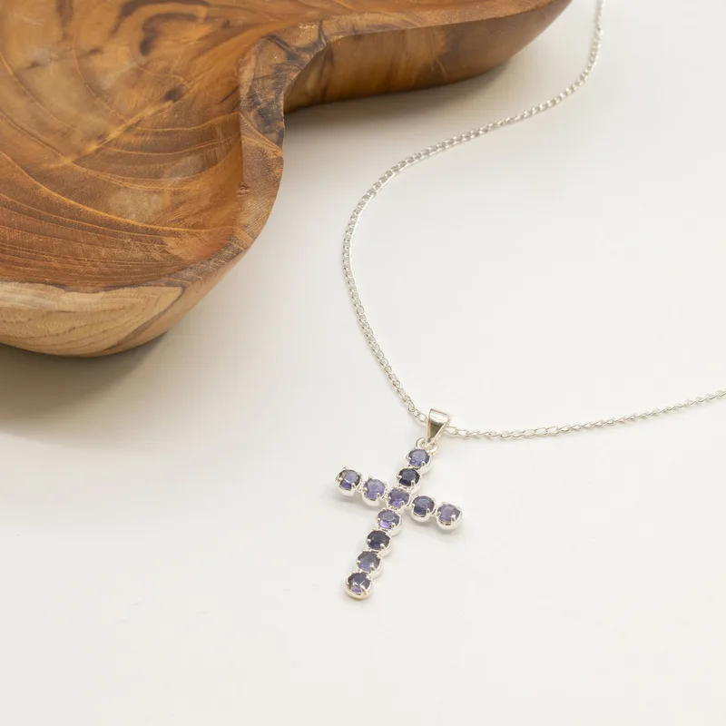 Indian Devotional Pendant Argento Plated Ionite Crucifix — foto 1
