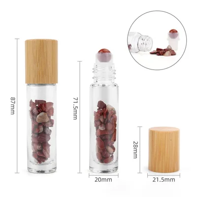 Olio Roller Bottiglia con Pietra Preziosa – Giada Rossa – Cappuccio in Legno + Punta Roller in Pietra Preziosa per Bottiglia da 5 ml – Giada Rossa — foto 2