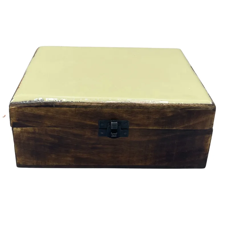 Large Ceramic Glazed Legno Scatola 20x15x7.5cm Concrete