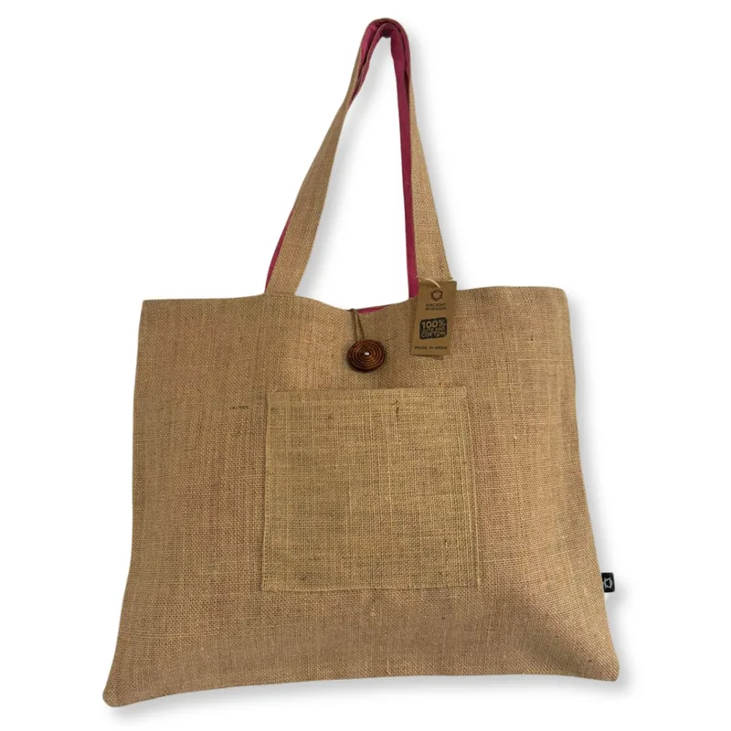 Reversible Jute & Cotton Big Bag Pink