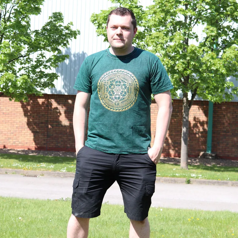 Nomad Sari Stonewashed Cotton T-Shirt – Chakra – Verde – XL — foto 1