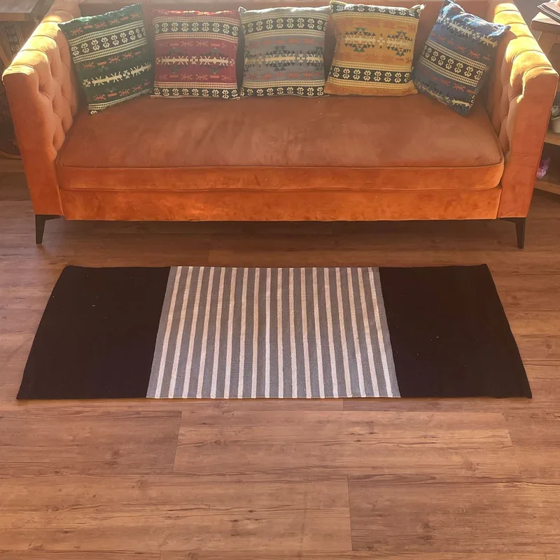 Tappeto in Cotone Indiano 70x170cm Nero/Grigio — foto 2