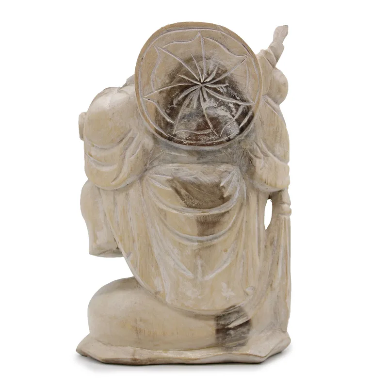 Hand Carved Buddha Statue 30cm Bring Legno Whitewash — foto 1