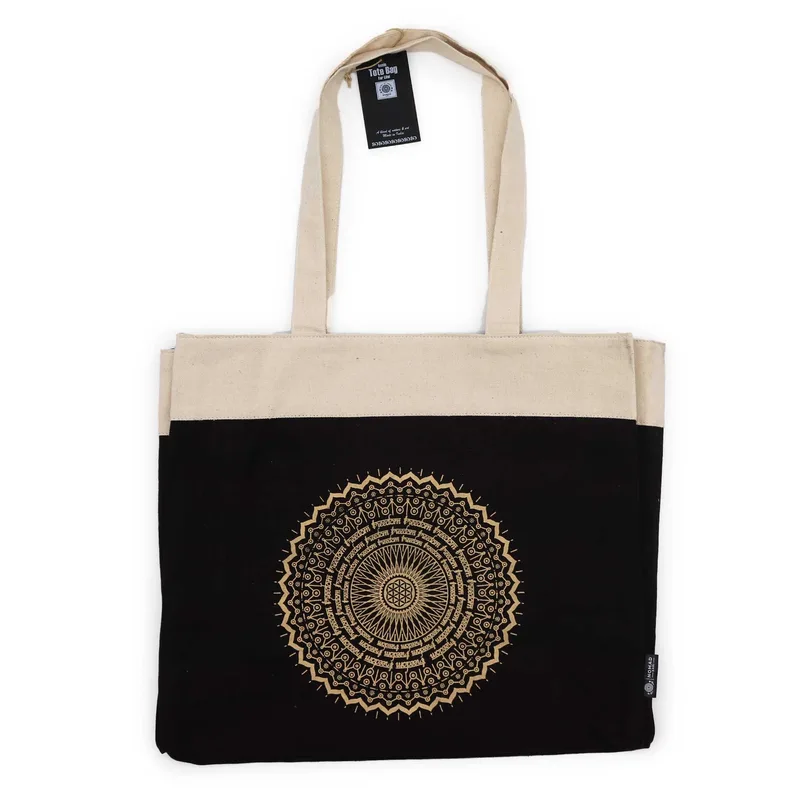 Oversized Stonewash Tote Bag 14oz Freedom Mandala