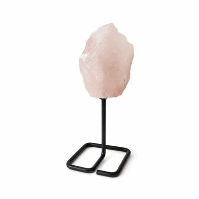 Mineral Specimen on Metal Stand - Rosa Quartz