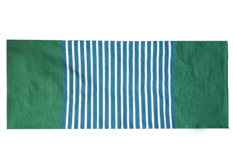 Tappeto in Cotone Indiano 70x170cm Blu/Verde
