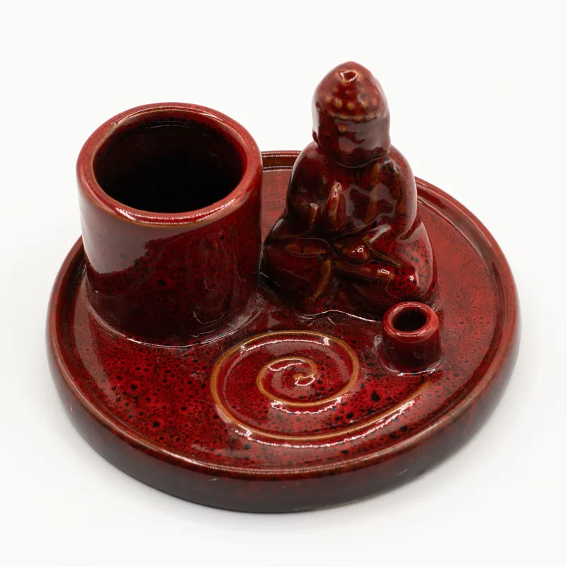 Multi Purpose Buddha Incenso Plate Ceramic Soft Red — foto 3