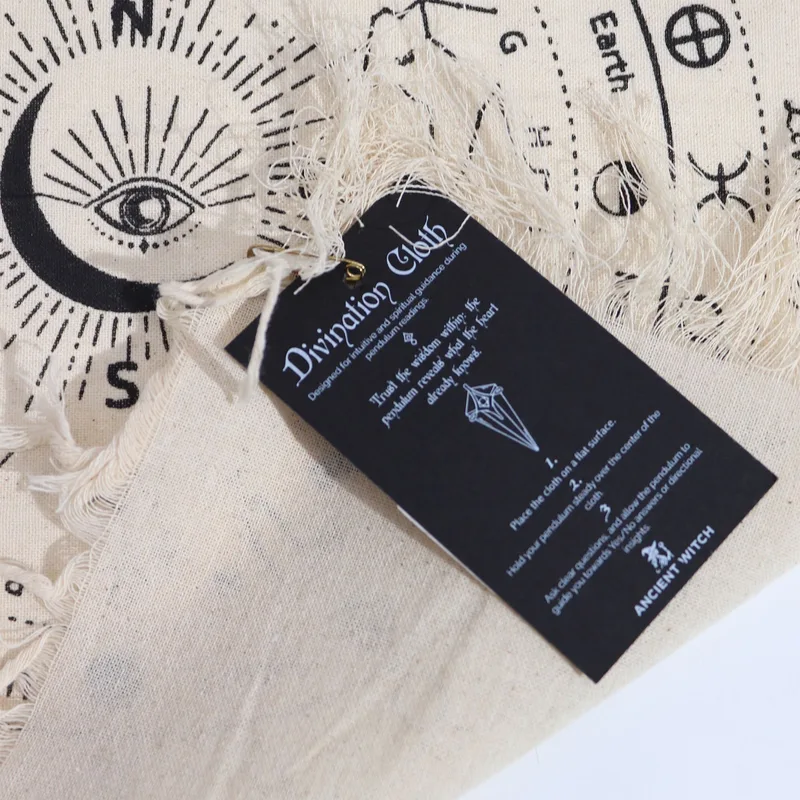 Ancient Witch Pendulum Divination Cloth - All Seeing Eye - Naturale & Nero — foto 1