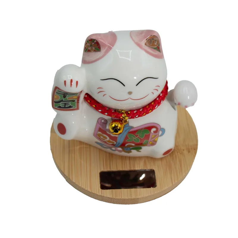Solar Money Cat Wooden Base Pink moving Hand — foto 1