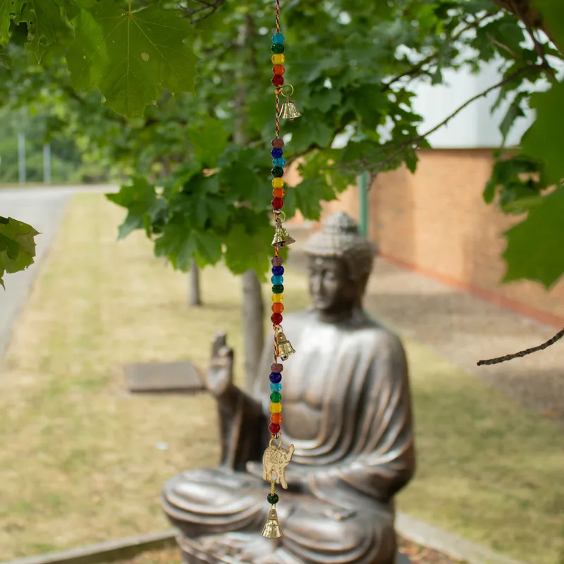 Indian Chimes Brass Elephant with Chakra Beads String Bells 53cm — foto 3