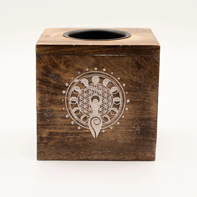 Large Square Mango Legno Olio Bruciatore Moon Goddess — foto 1