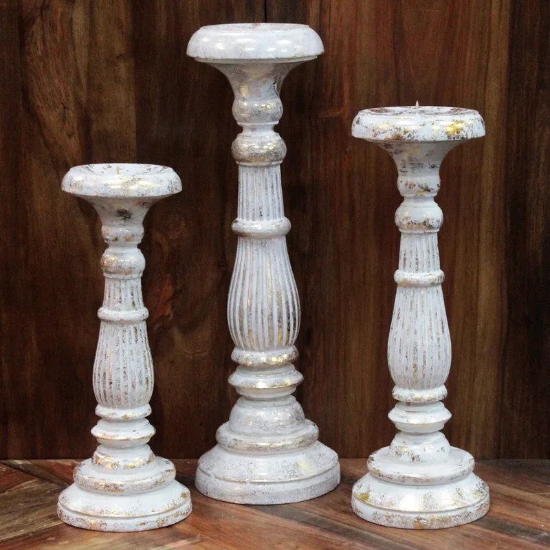 Large Candela Stand Bianco Oro — foto 4