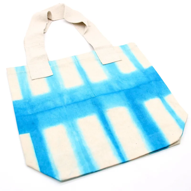 Naturale Tye-Dye Cotton Bag 38x42x12cm Sky Blu Blocks Naturale Handle — foto 1