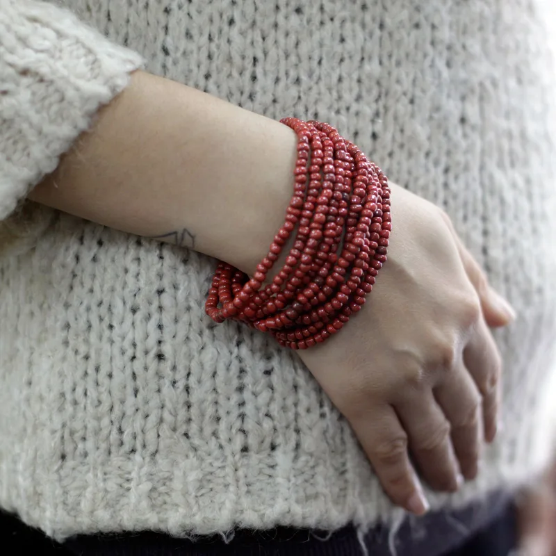 Multi-Bead Bangle Wooden Clasp - Asst Colours — foto 3