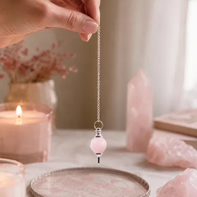 Faceted Gemstone Pendulum Rosa Quartz — foto 1