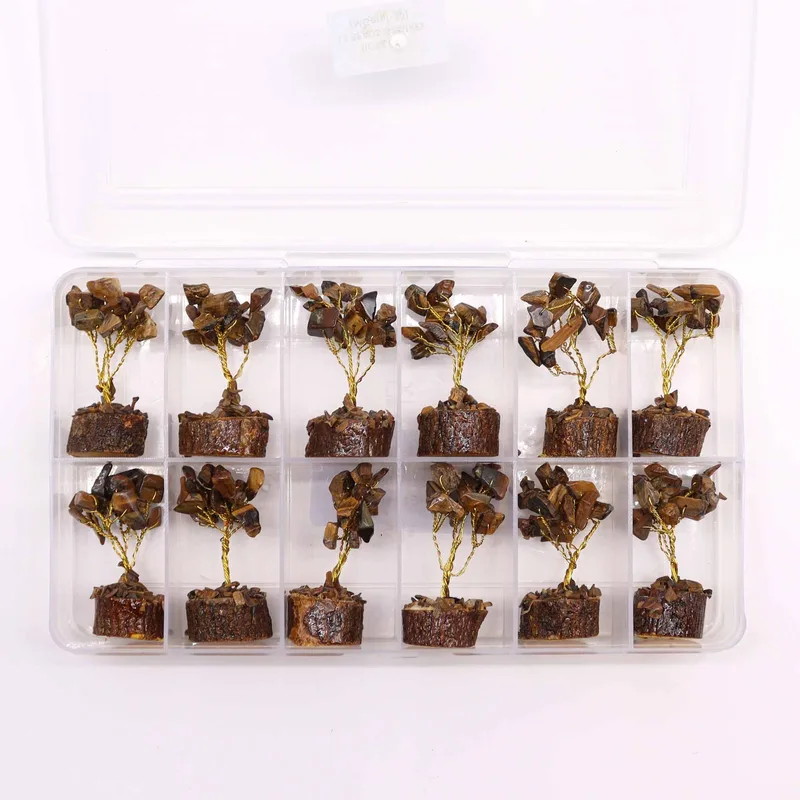 Mini Gemstone Trees On Legno Base - Tigereye (15 stones) — foto 5