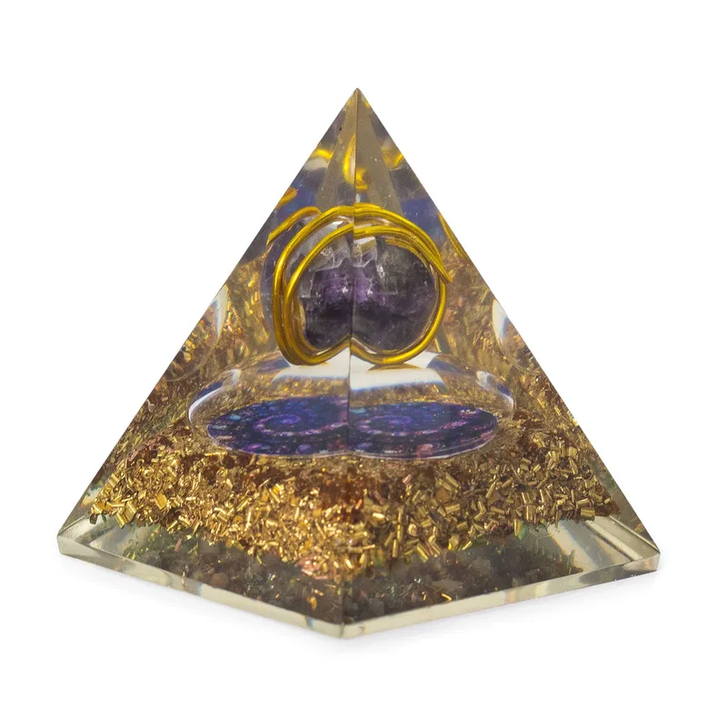 Med Organite Pryamids 7x6cm Wrapped Amythist Copper Chips — foto 1