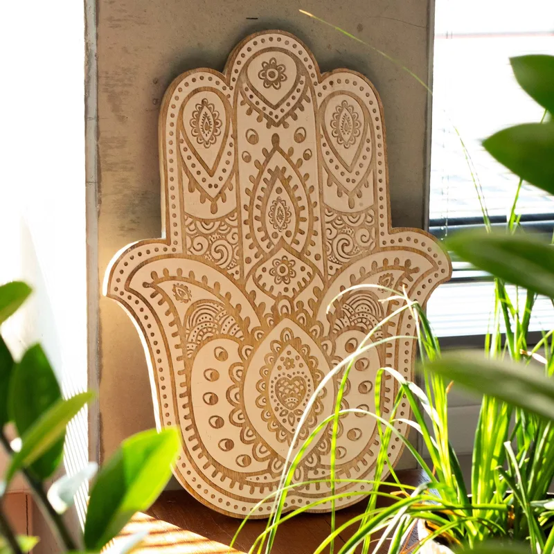 Mango Legno Hamsa Wall Plaque - Whitewash 52 cm — foto 1
