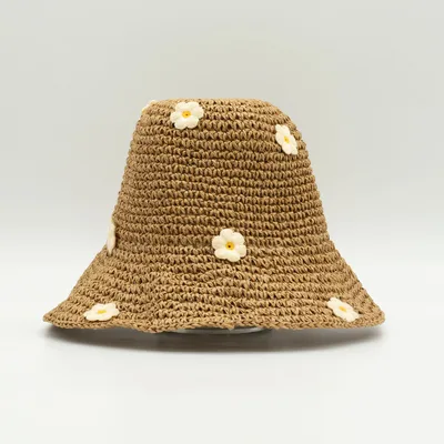 Nomad Sari Floppy Straw Sun Hat Coffee & Daiseys — foto 2