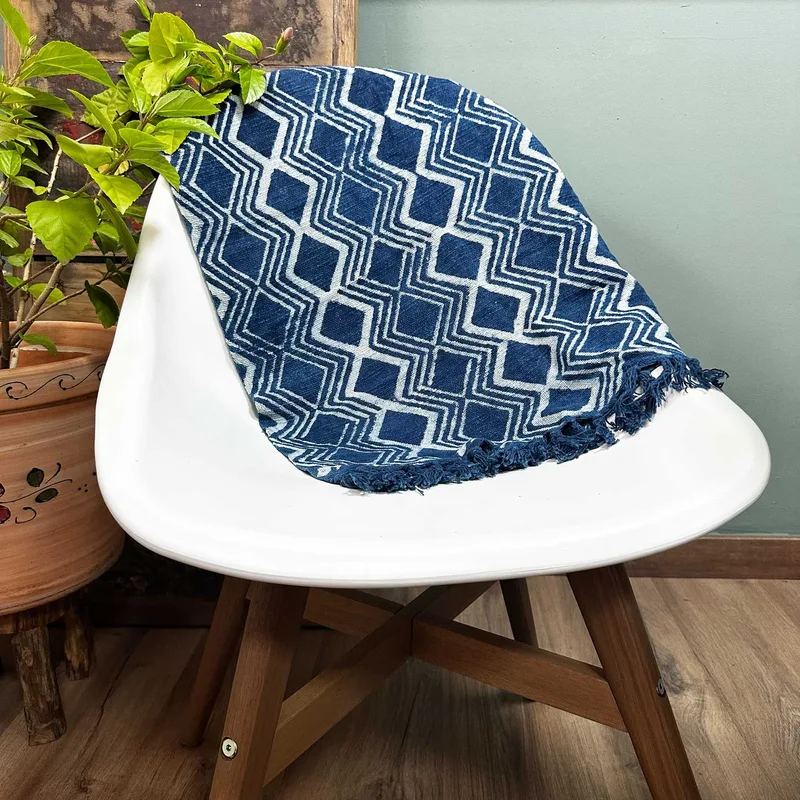 Fatto a mano Indigo Runner 170x60cm Heerak Patern