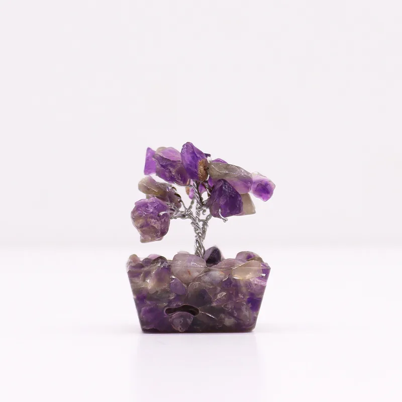 Mini Gemstone Trees On Orgonite Base - Amethyst (15 stones) — foto 2