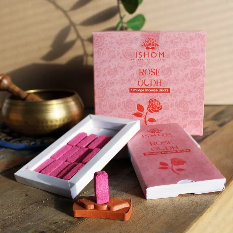 Pack of 15 Naturale Incenso Smudge Bricks and Bruciatore Rosa Legno