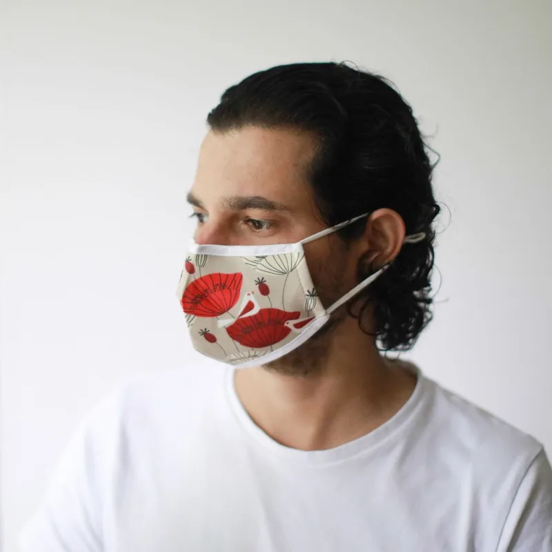 Reusable Fashion Viso Covering - Oriental Poppies (Adult)