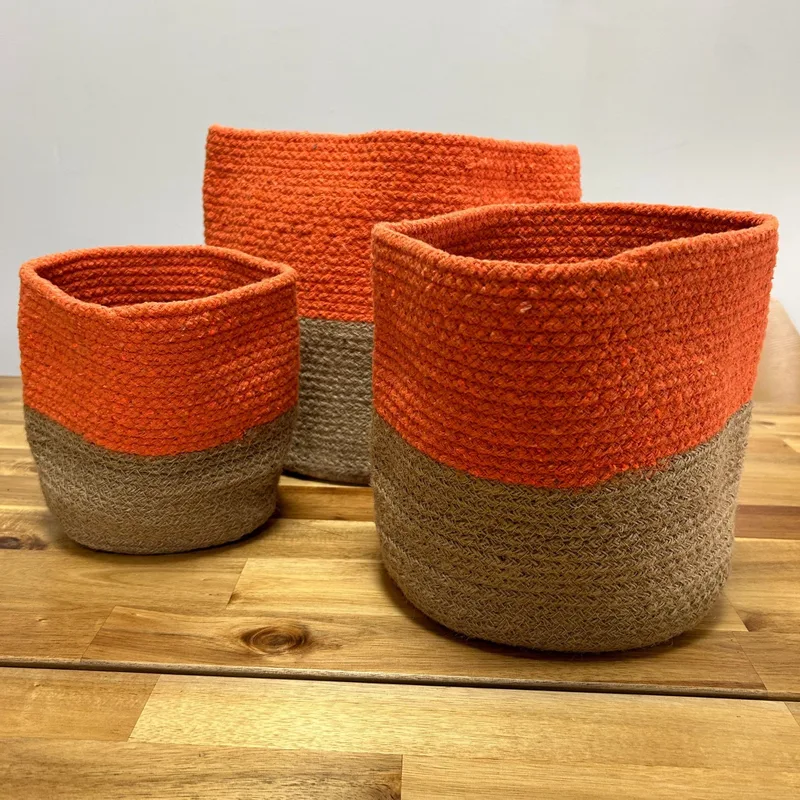 Set of 3 Cotton Rope Storage Baskets Arancia — foto 1