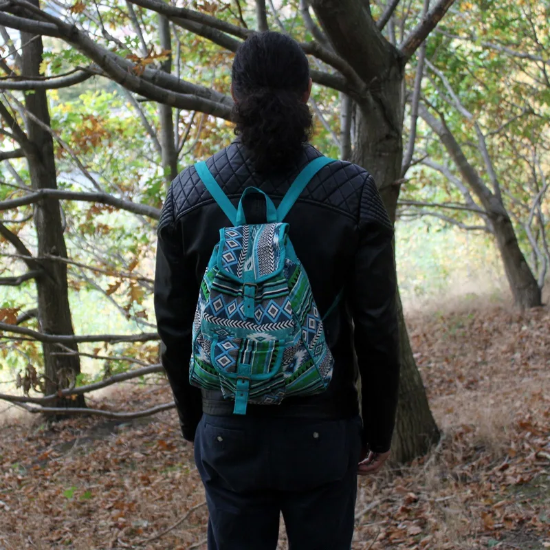 Jacquard Bag Teal Backpack