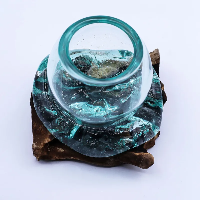 Molten Glass Mini Goldfish Bowl on Legno 20cm — foto 3