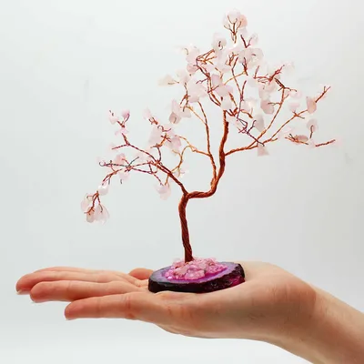 Lrg Gemstone Albero Rosa Quartz on Pink Agate Base — foto 1