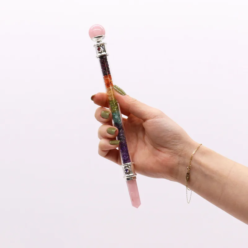 7 Chakra Crystal Healing Wand Rosa Quartz — foto 1