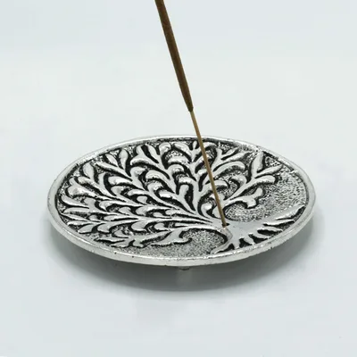 Polished Aluminium Albero of Life Incenso Porta 10cm — foto 1